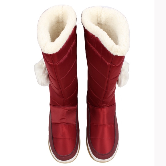 Wine Nylon Faux Fur Shearling Winter Boot - Picture 5 of 8